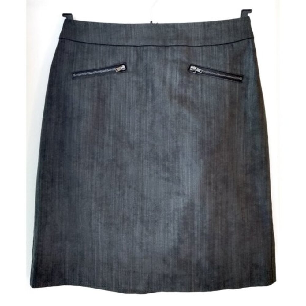 JACOB Dark Grey Black Japanese Waxed Denim Skirt Knee Length
